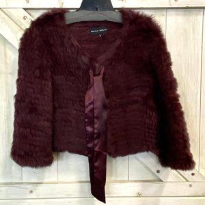 Dana Stein Burgandy Rabbit Fur Cropped Jacket